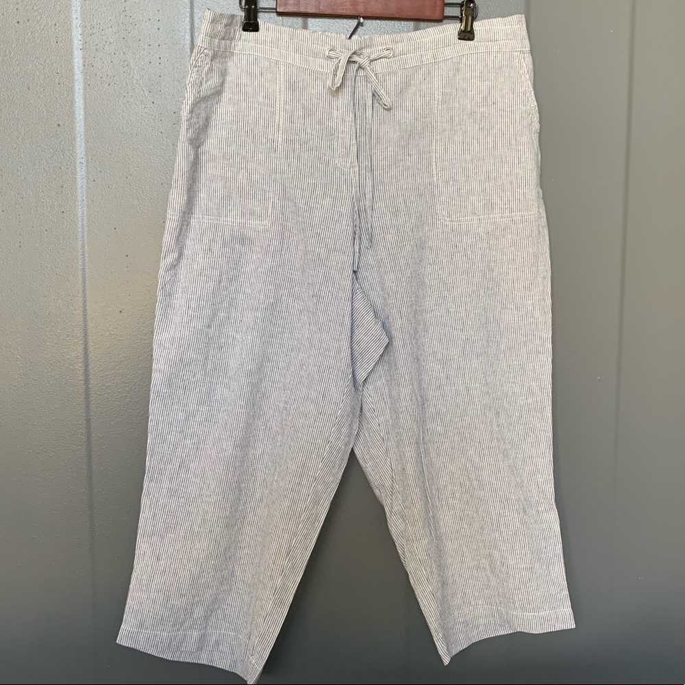 Dalia plus seersucker tie waist cropped pants